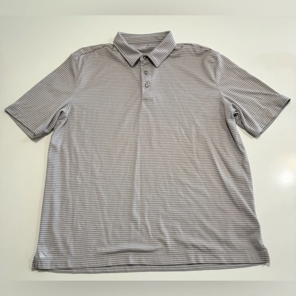 UNTUCKit Men’s Axios Gray & White Striped 100% Cotton Polo Size XLG Comfort - Picture 1 of 7